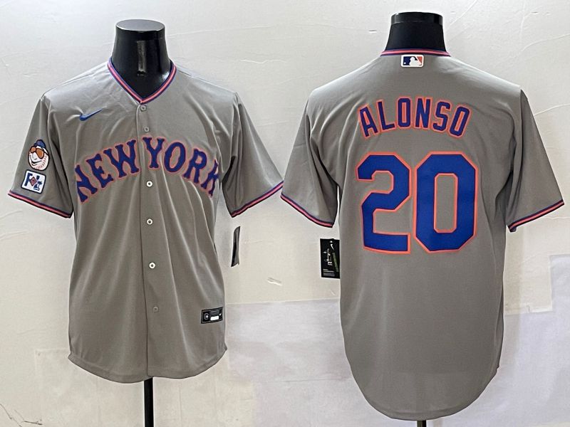 Men New York Mets #20 Alonso Grey Second generation 2025 Nike MLB Jersey style 5->new york mets->MLB Jersey